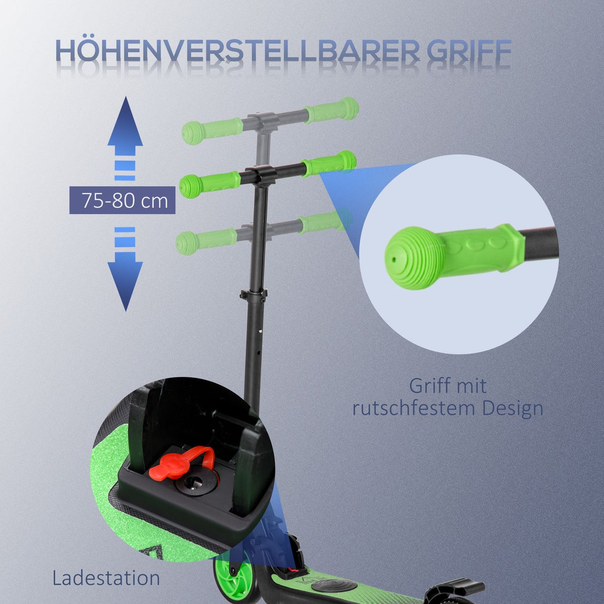 E-Scooter Electric Scooter 120W Motor 6 km Range max. 8 km/h Electric Scooter from 6 years Green+White