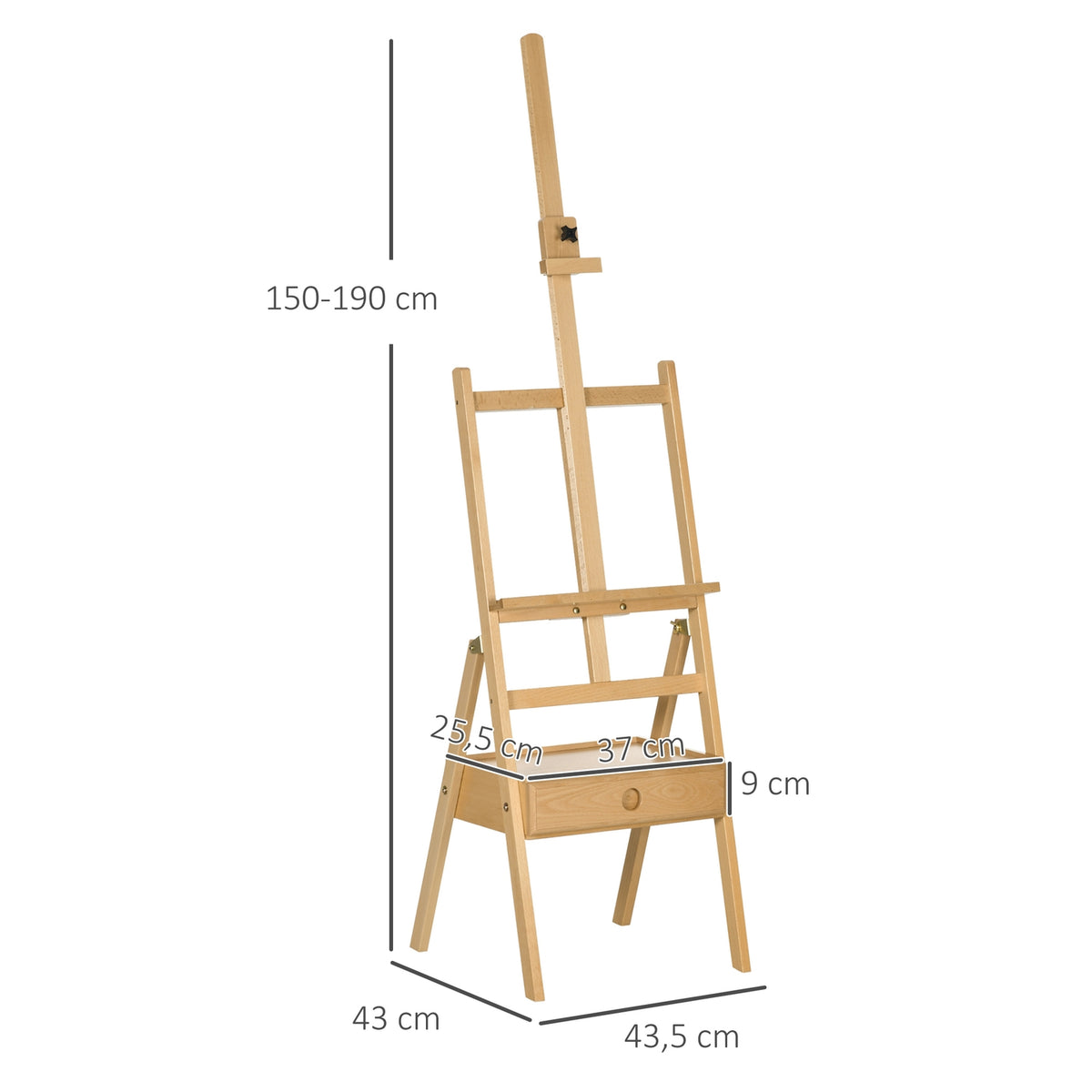 Easel Standing Easel Folding Wooden Easel Height-Adjustable Studio Easel With Holder, For Canvases Up To 92 Cm High
