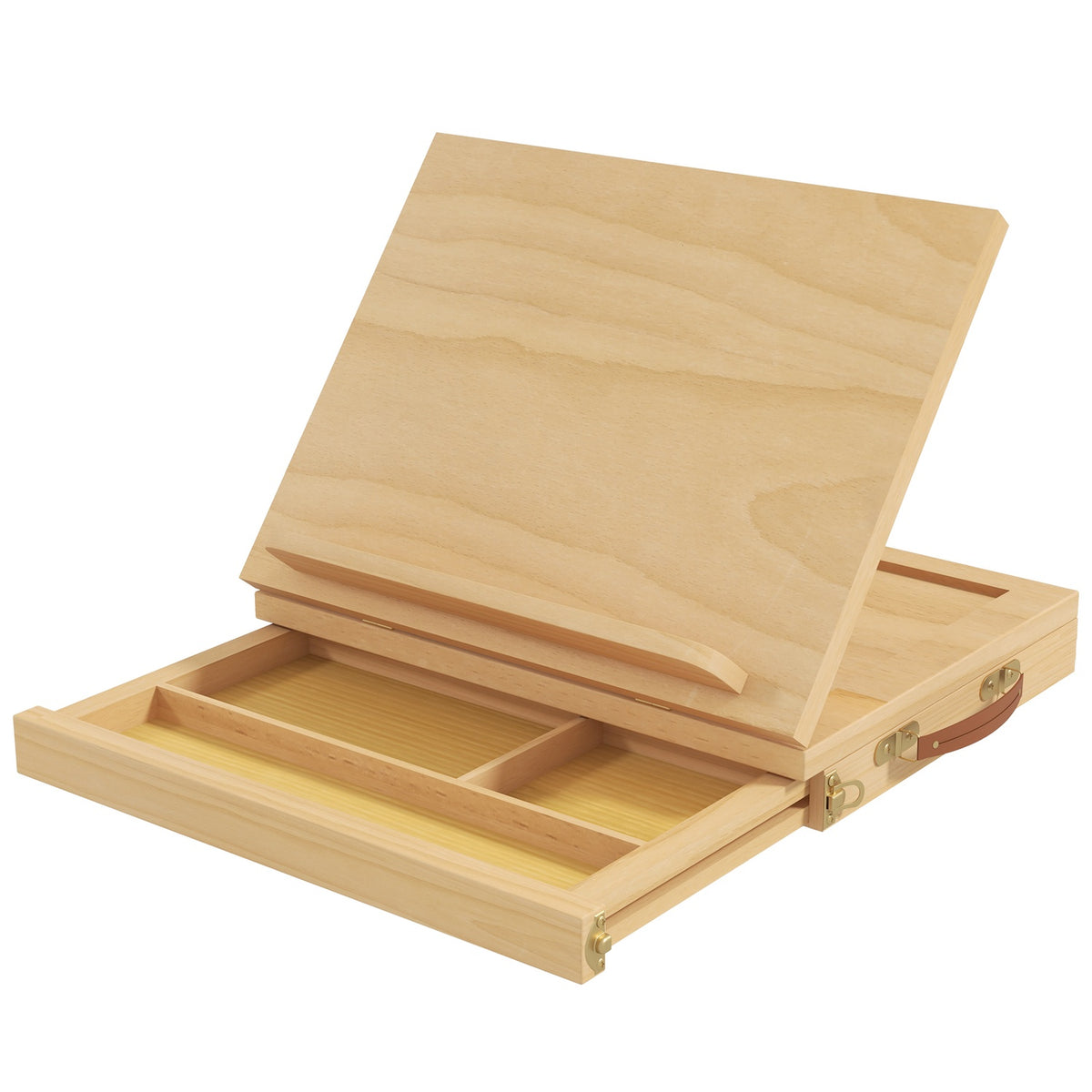Easel Stretcher Frame Suitcase Easel Studio Easel Angle Adjustable Foldable With Drawer Natural Beech Wood
