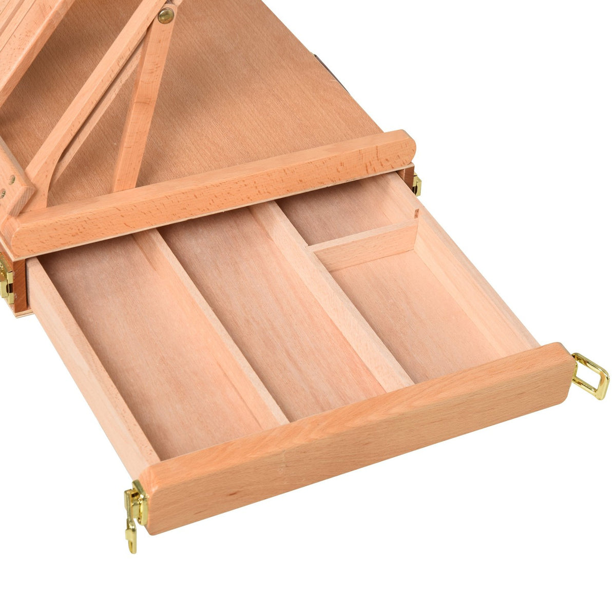Easel Studio Easel Made Of Beech Wood, Angle Adjustable, Foldable With Drawer, Natural, 42X36X12.5Cm