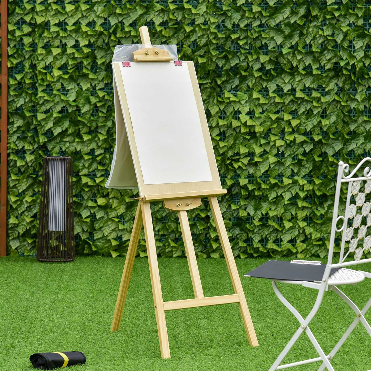 Easel Studio Easel Made Of Pine Wood, 90° Adjustable, Natural, 51.5X71.5X134.5Cm