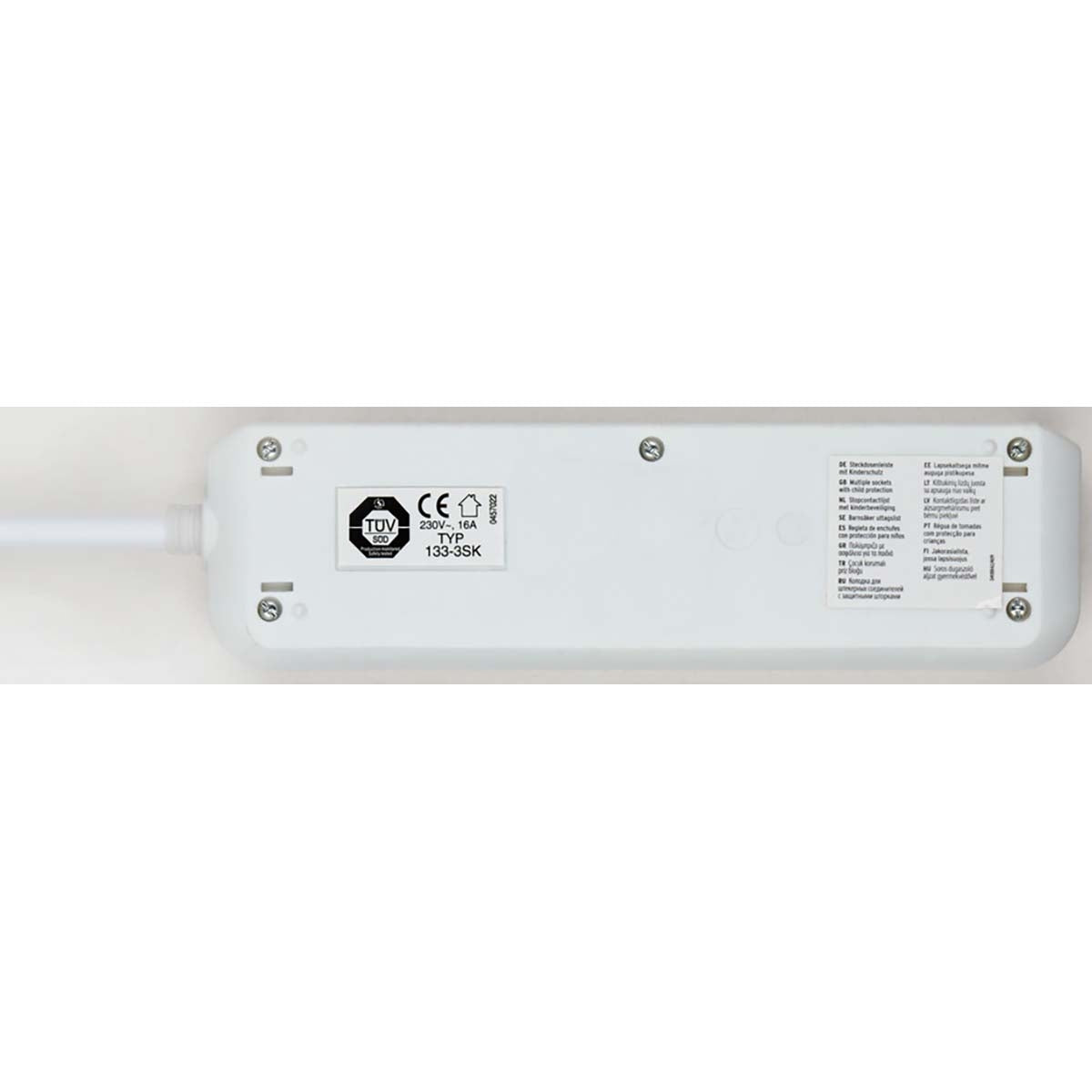 Eco-Line 3-way branch socket (Socket block with higher contact protection, Switch, 1.50 m cable) White TYPE F