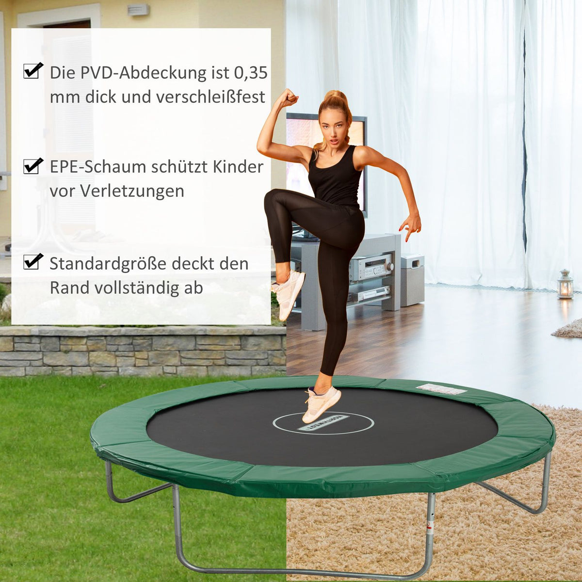 Edge Cover Trampoline Accessories, Ø 244 Cm, Weather-Resistant, Pvc Pe, Green