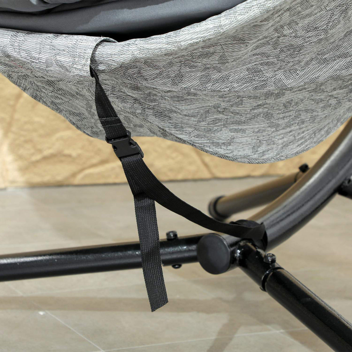 Egg Shaped Outdoor Hanging Chair, Foldable Hanging Swing with Cup Holder, Removable Washable Seat, Frame, Hammock for 1 Person, Swing Chair for Patio, Garden, Gray