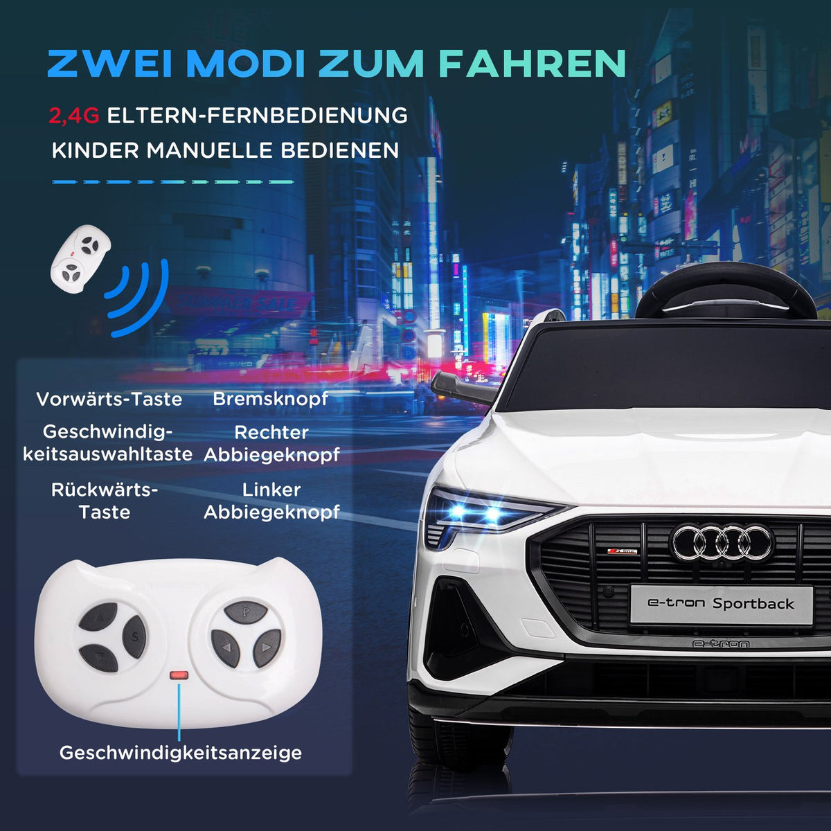 Electric Car Children'S Car Children'S Vehicle With 3 Speeds, Remote Control, Music (Mp3/Usb/Tf), For Children From 3 Years