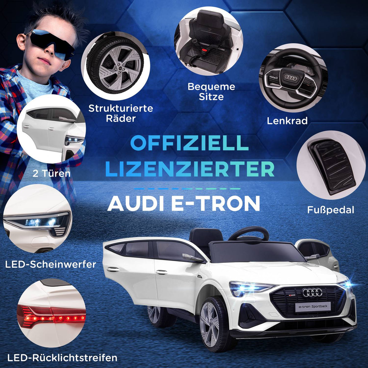 Electric Car Children'S Car Children'S Vehicle With 3 Speeds, Remote Control, Music (Mp3/Usb/Tf), For Children From 3 Years