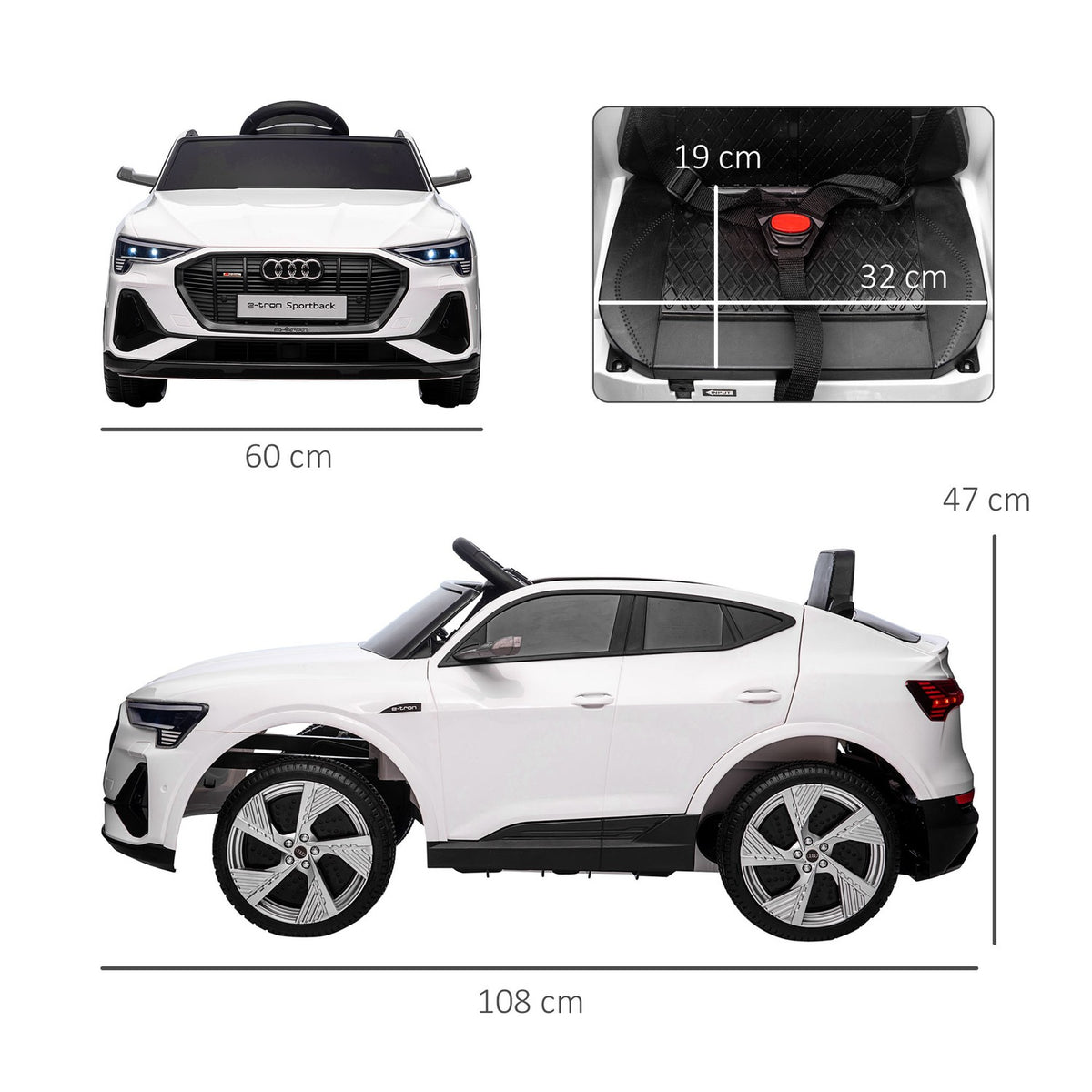 Electric Car Children'S Car Children'S Vehicle With 3 Speeds, Remote Control, Music (Mp3/Usb/Tf), For Children From 3 Years