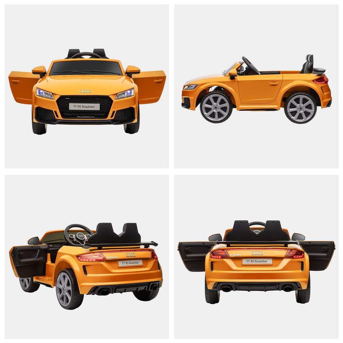 Electric Car Children'S Car Electric Children'S Vehicle With 2.4 G Remote Control, Mp3 Connection, Headlight, Up To 3 Km/H, For 3-5 Years, Yellow