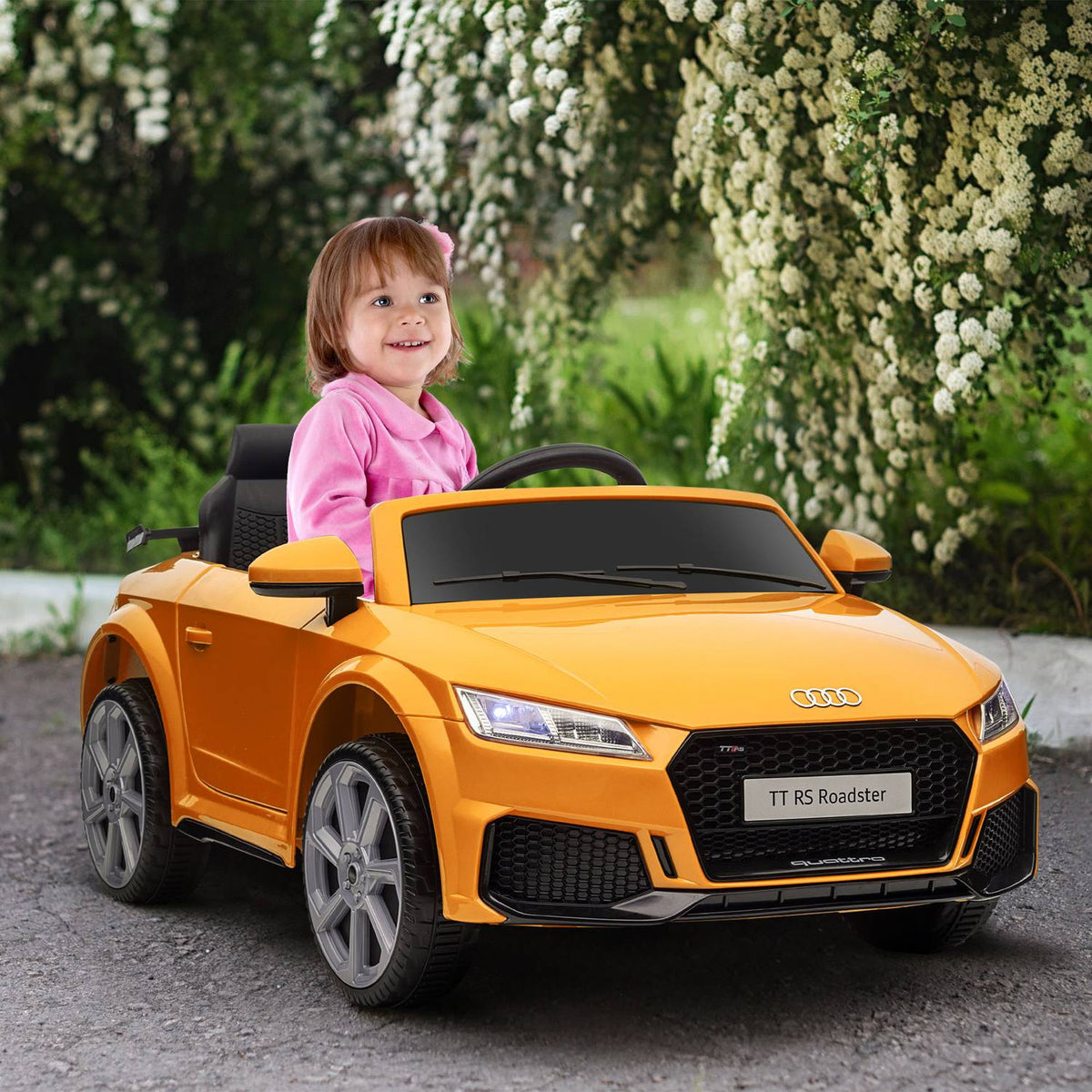 Electric Car Children'S Car Electric Children'S Vehicle With 2.4 G Remote Control, Mp3 Connection, Headlight, Up To 3 Km/H, For 3-5 Years, Yellow