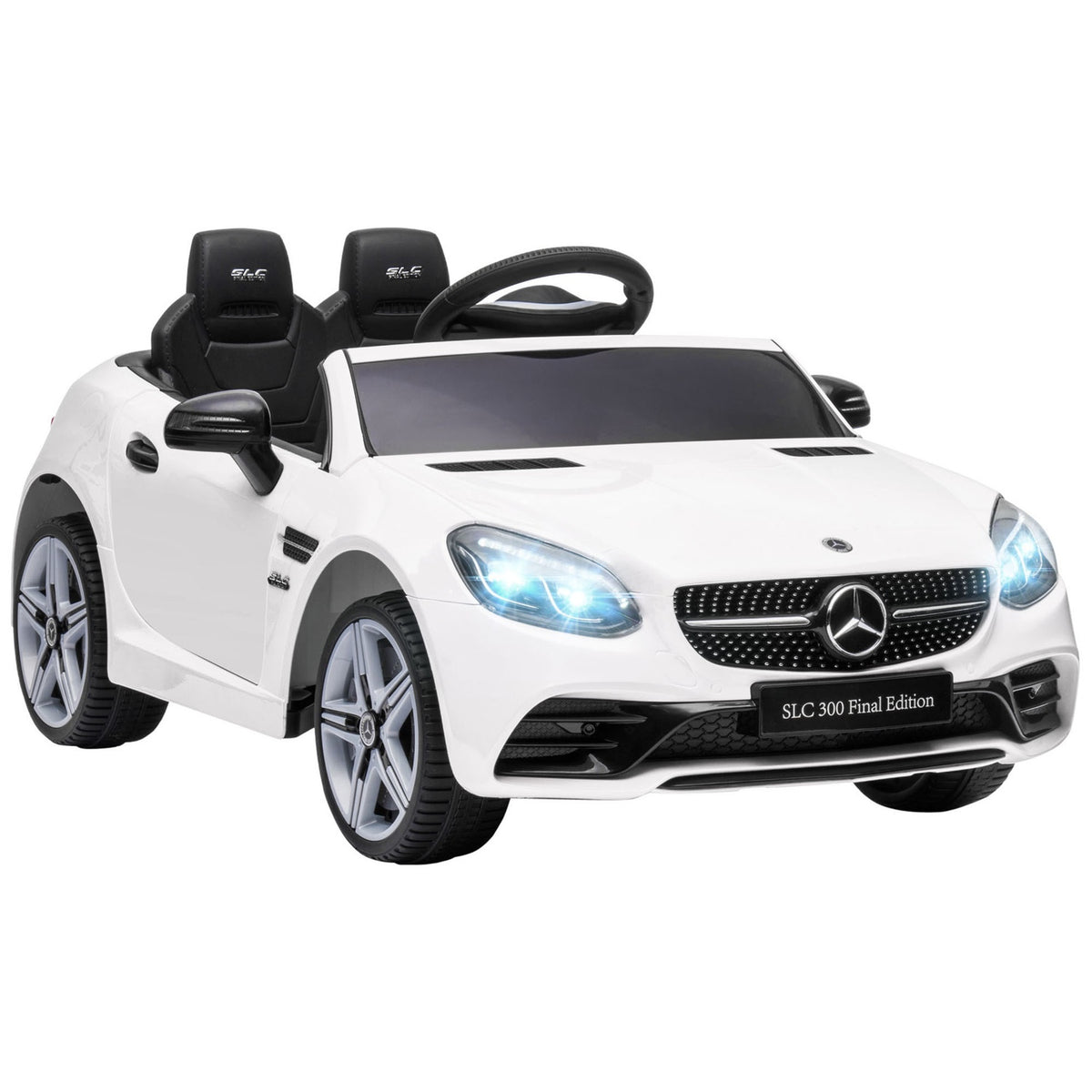 Electric Car For Children Ages 3 And Up, Children'S Vehicle With Remote Control, Children'S Car With Led Headlights, Seat Belt, Horn, Music, White