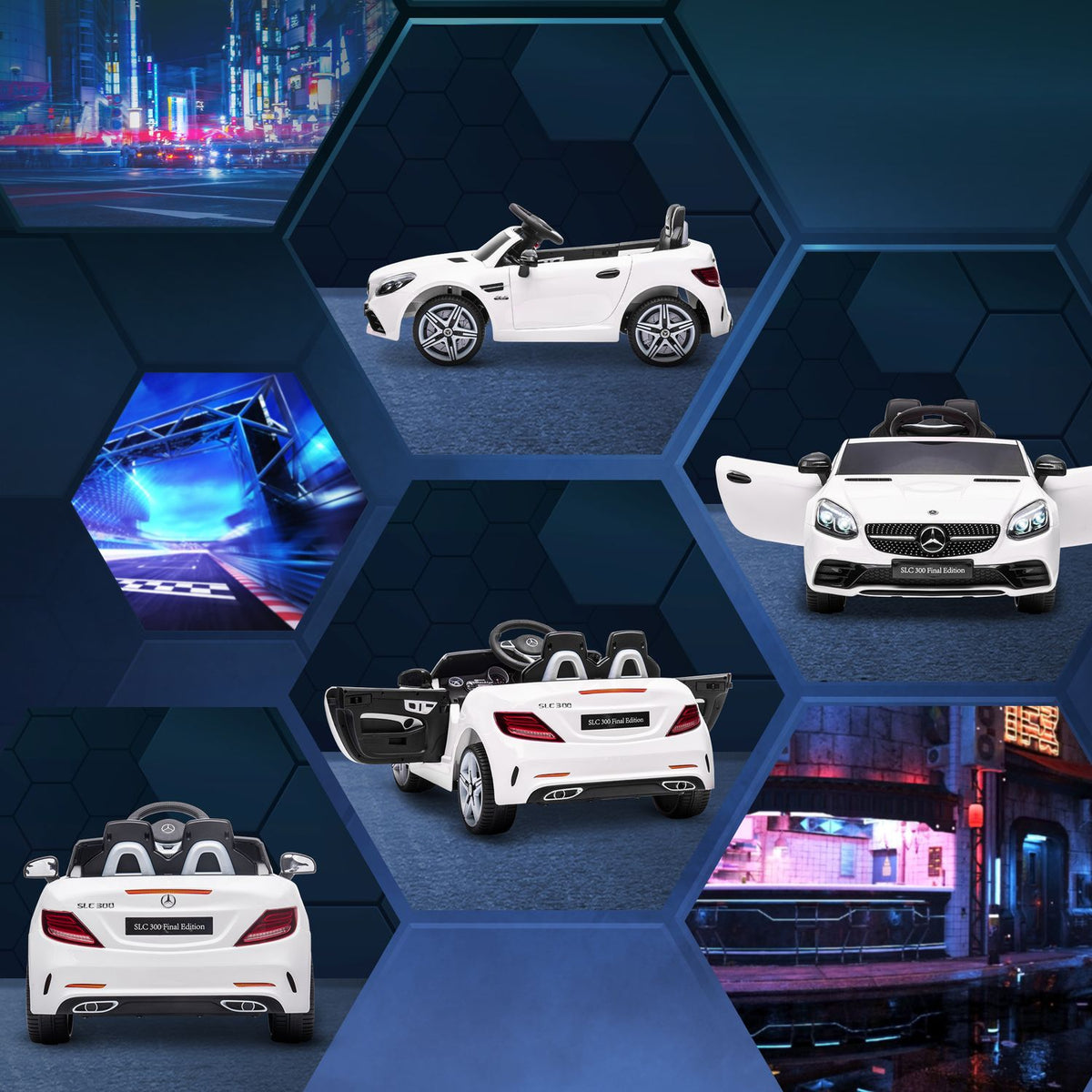 Electric Car For Children Ages 3 And Up, Children'S Vehicle With Remote Control, Children'S Car With Led Headlights, Seat Belt, Horn, Music, White