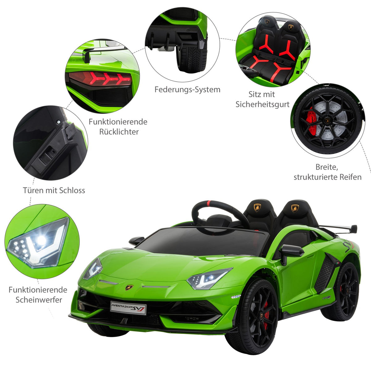 Electric Car Lamborghini Children'S Electric Car, 3-8 Years, With Remote Control, 2 X 550 Motors, Mp3/Usb, Light & Music