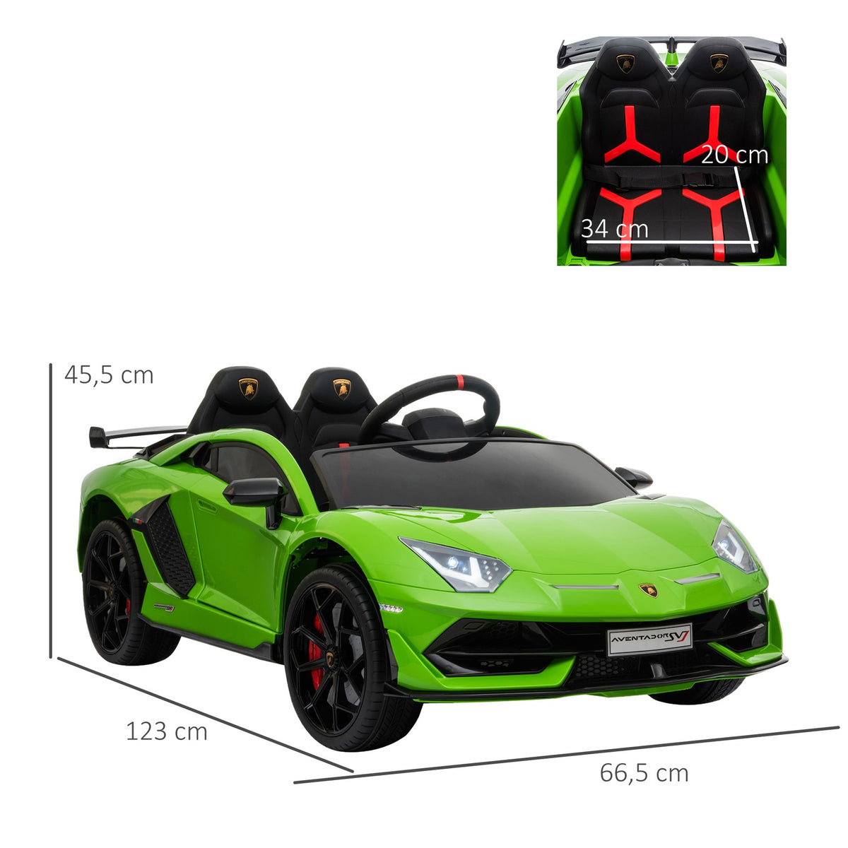 Electric Car Lamborghini Children'S Electric Car, 3-8 Years, With Remote Control, 2 X 550 Motors, Mp3/Usb, Light & Music
