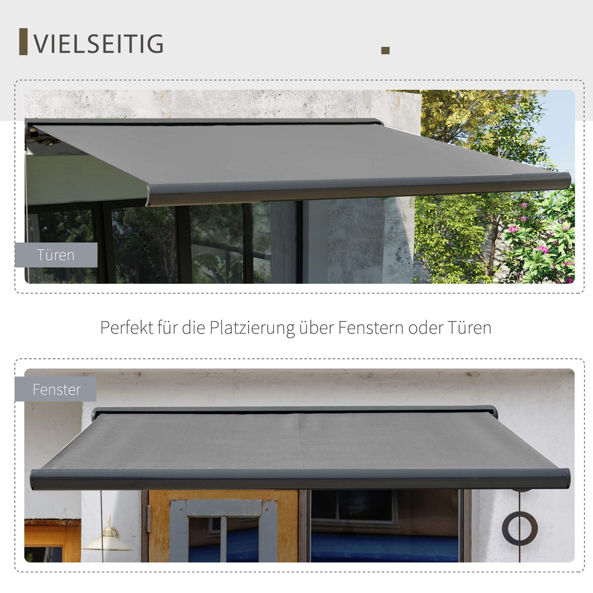 Electric Cassette Awning with Remote, Dark Gray 3x2.5m