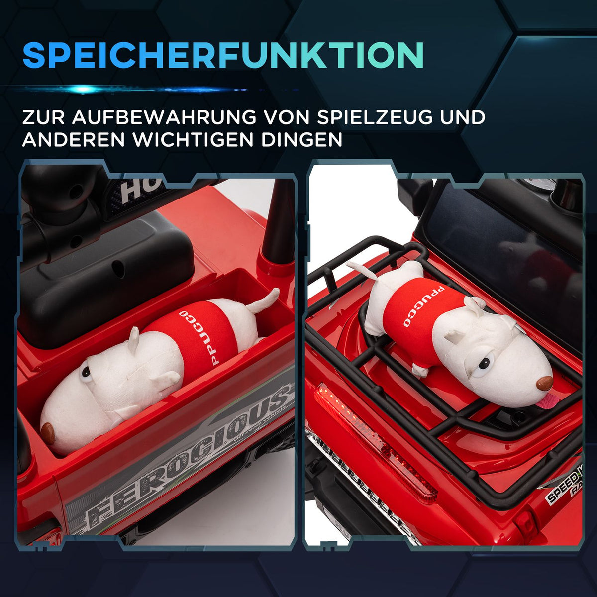 Electric Children'S Car, Off-Road Vehicle With Music Connection, With Storage Space, Headlights, Horn, 3 Km/H, Electric Children'S Vehicle For 3-5 Years