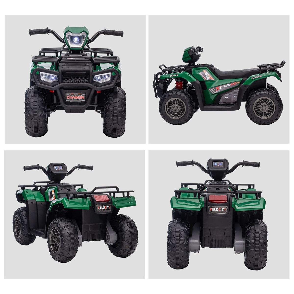 Electric Children'S Quad, Electric Quad With Led And Music, For Children Aged 3 And Over, Children'S Motorcycle, Black + Green, 88 X 45 X 50 Cm