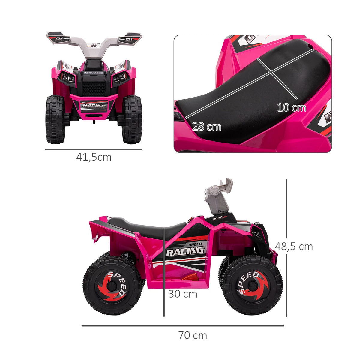 Electric Children'S Quad, Mini Electric Quad With Forward And Reverse Functions, 6 V Electric Vehicle For Children 1.5-3 Years, 2.5 Km/H, Pink