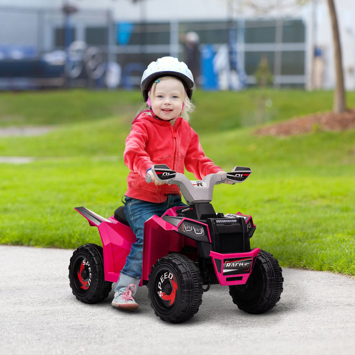 Electric Children'S Quad, Mini Electric Quad With Forward And Reverse Functions, 6 V Electric Vehicle For Children 1.5-3 Years, 2.5 Km/H, Pink
