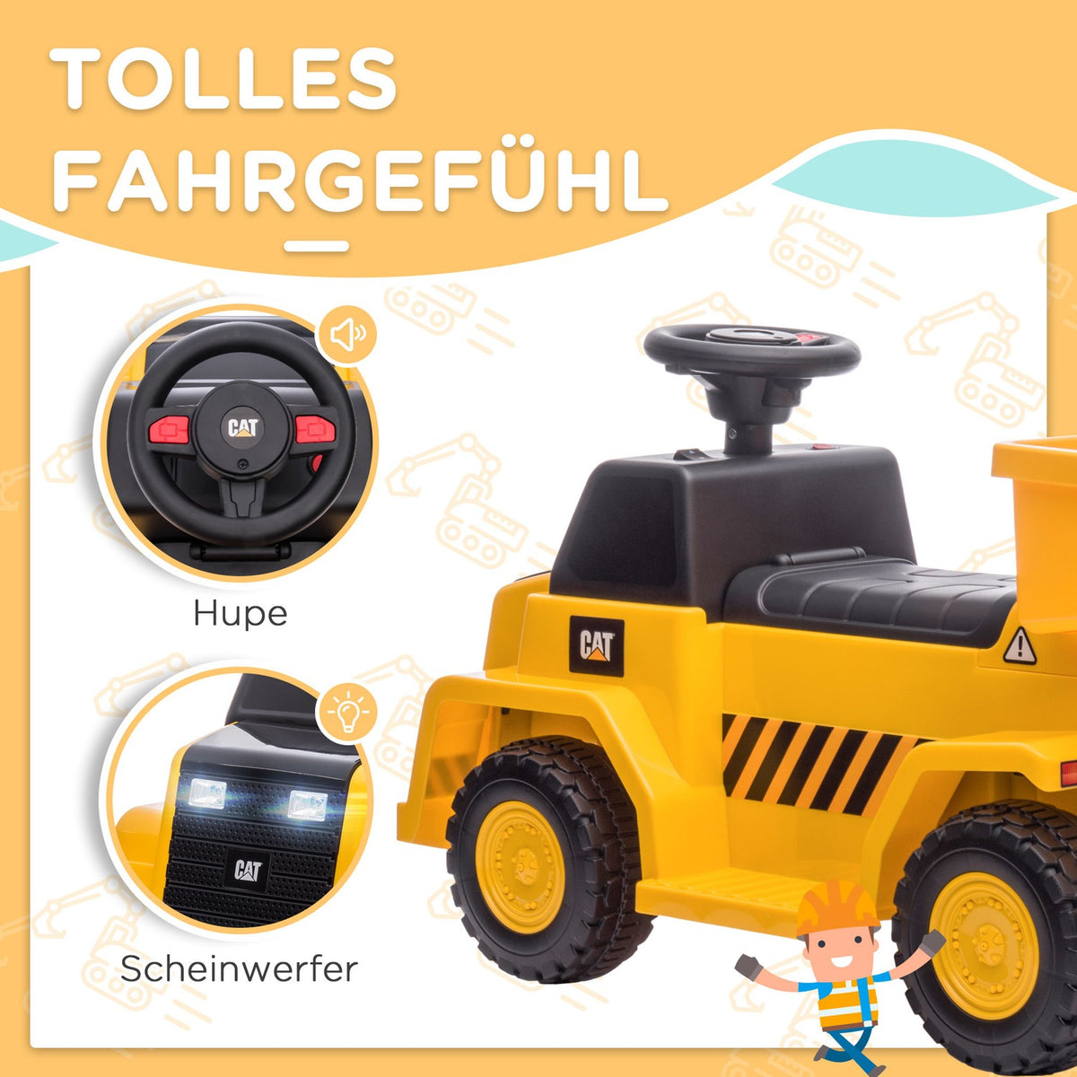 Electric Children'S Tractor, Toy Vehicle With Tilting Loading Area, Horn, Ride-On Tractor With Headlight, Max. 3 Km/H, For 1.5 To 3 Years