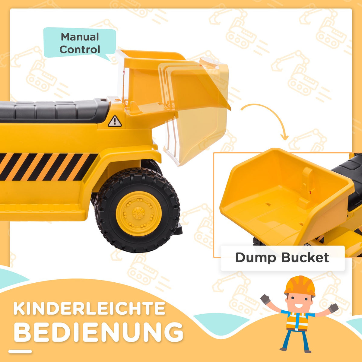 Electric Children'S Tractor, Toy Vehicle With Tilting Loading Area, Horn, Ride-On Tractor With Headlight, Max. 3 Km/H, For 1.5 To 3 Years