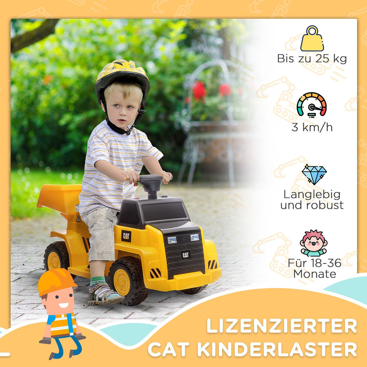 Electric Children'S Tractor, Toy Vehicle With Tilting Loading Area, Horn, Ride-On Tractor With Headlight, Max. 3 Km/H, For 1.5 To 3 Years