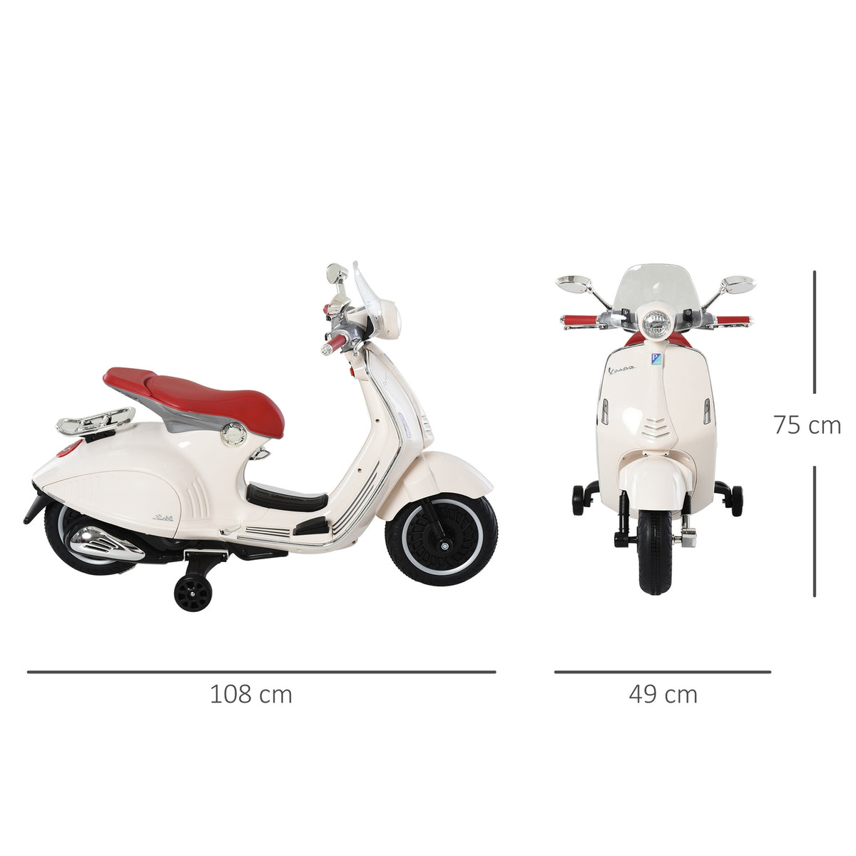 Electric Children'S Vehicle Motorcycle Mp3 Music Lighting 3-6 Years Pp White 108X49X75Cm