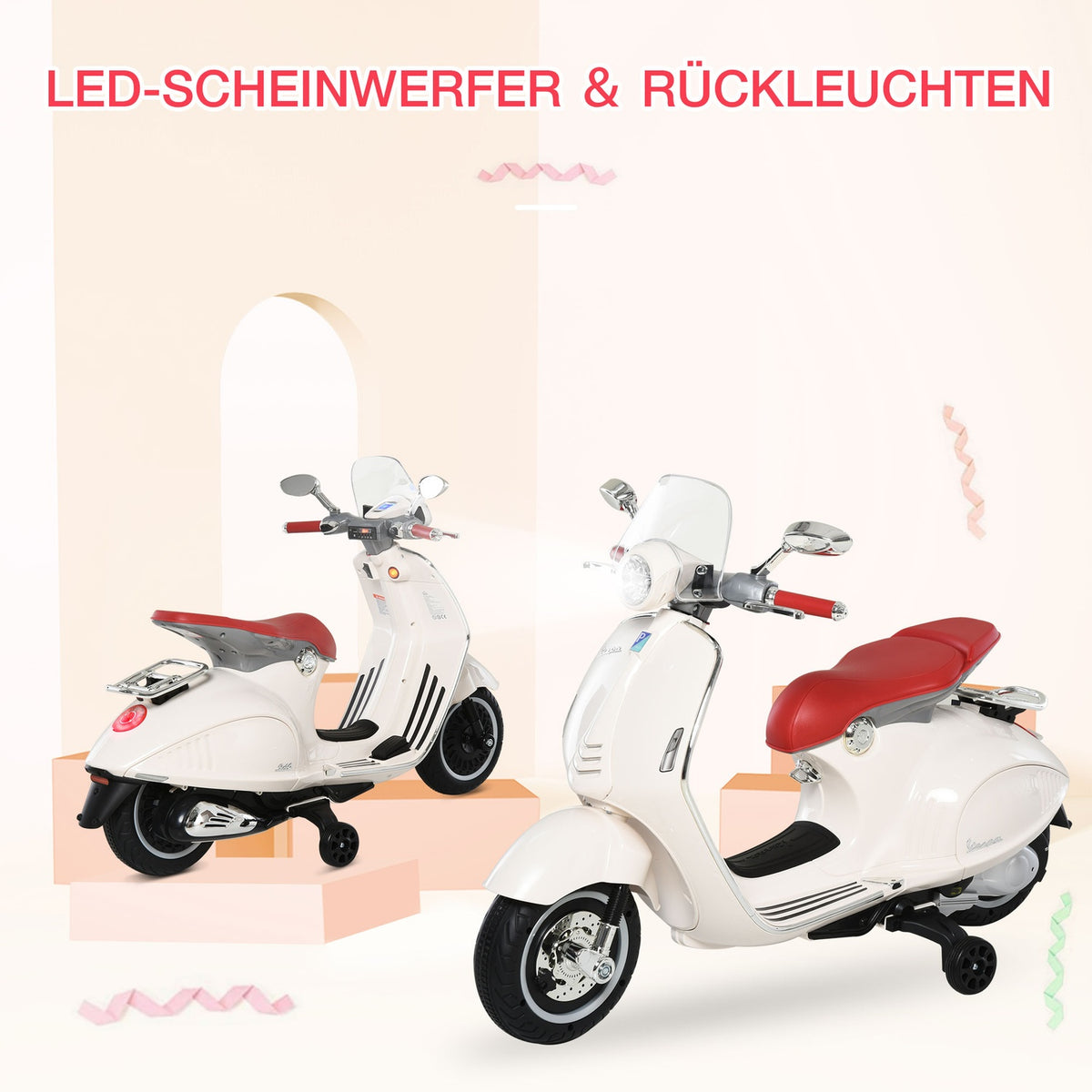Electric Children'S Vehicle Motorcycle Mp3 Music Lighting 3-6 Years Pp White 108X49X75Cm