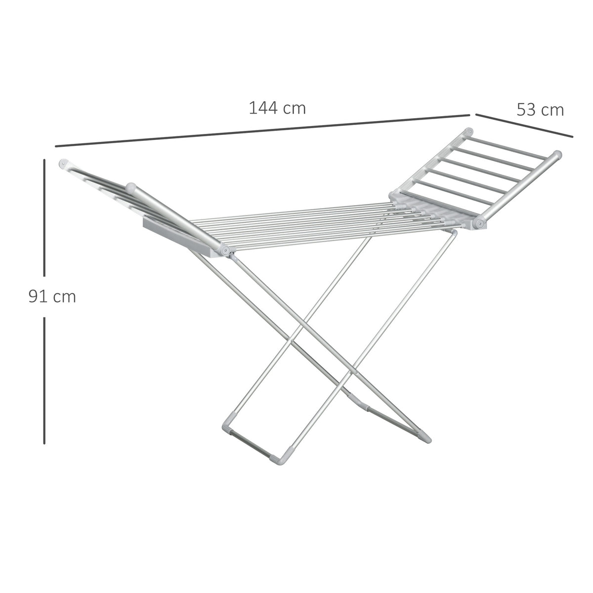 Electric Clothes Airer Heated Clothes Airer Foldable Clothes Dryer Adjustable Temperature Aluminum 144 x 53 x 91 cm