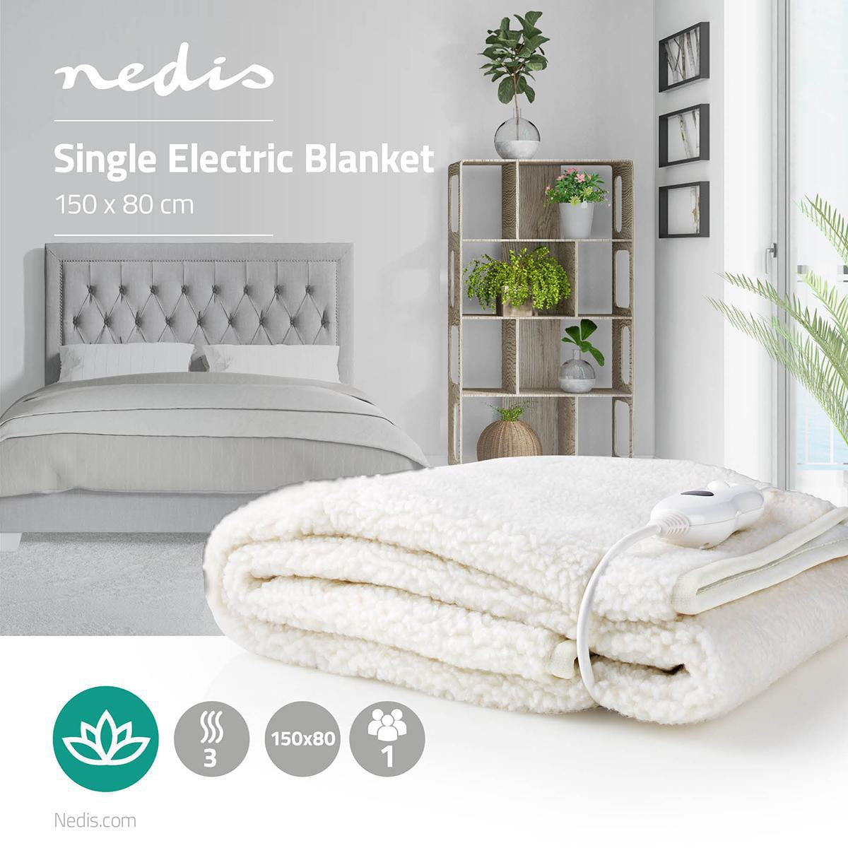 Electric Felt | Felt | 1 Person | 150 x 80 cm | 3 Heat settings | Washable | Overheat Protection | Polyester / Synthetic