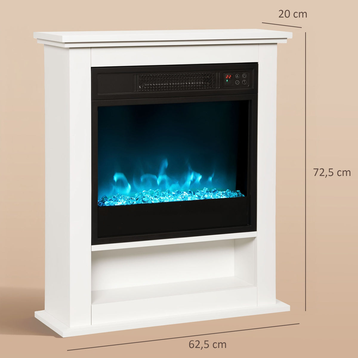 Electric Fireplace, 1800W, 9 Flame Colors, Remote Control