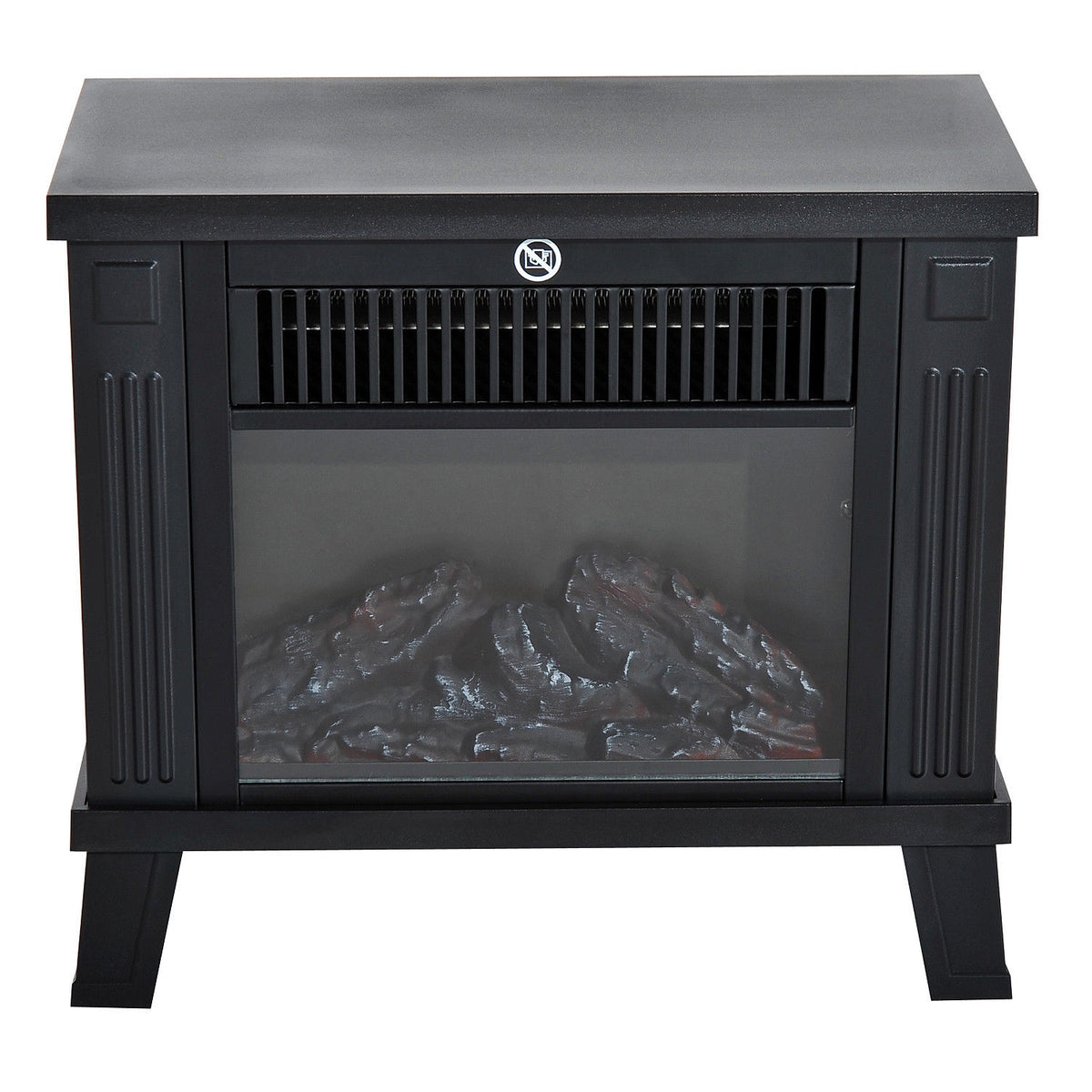 Electric Fireplace Electric Fireplace Stove Standing Fireplace With Flame Effect 600/1200W, Metal, Black, 34X17X31 Cm