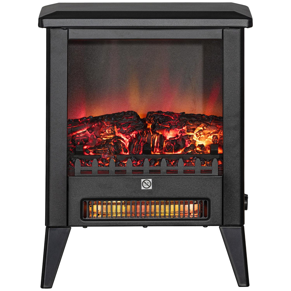 Electric Fireplace Electric Fireplace with Heater, LED Flame Effect, 1800W Freestanding Fireplace with Low Noise, Overheat Protection for Living Room, Bedroom, Black