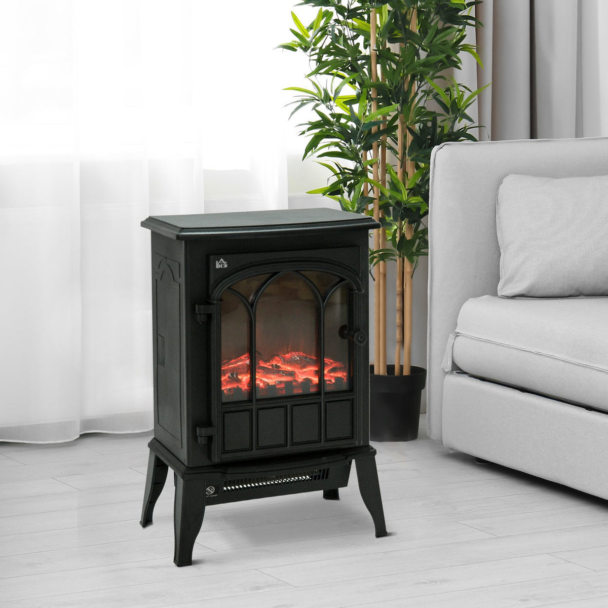 Electric Fireplace, Low-Noise Floor-Standing Fireplace With Led Flame Effect, 2000W Fireplace, Electric Fireplace With Metal Heating Protection