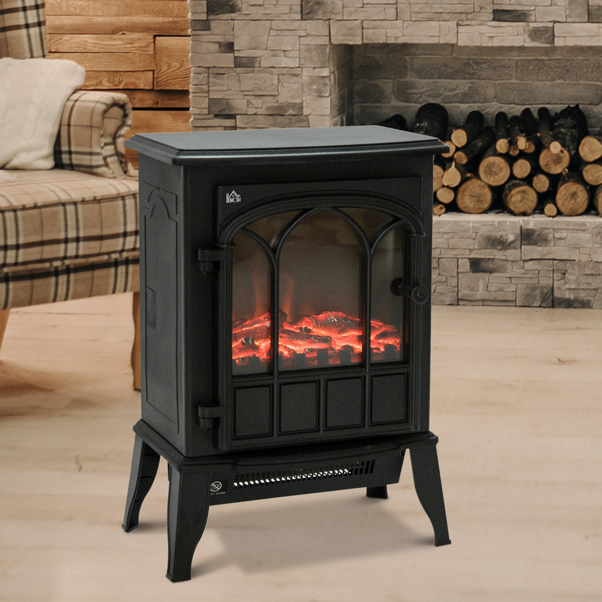 Electric Fireplace, Low-Noise Floor-Standing Fireplace With Led Flame Effect, 2000W Fireplace, Electric Fireplace With Metal Heating Protection