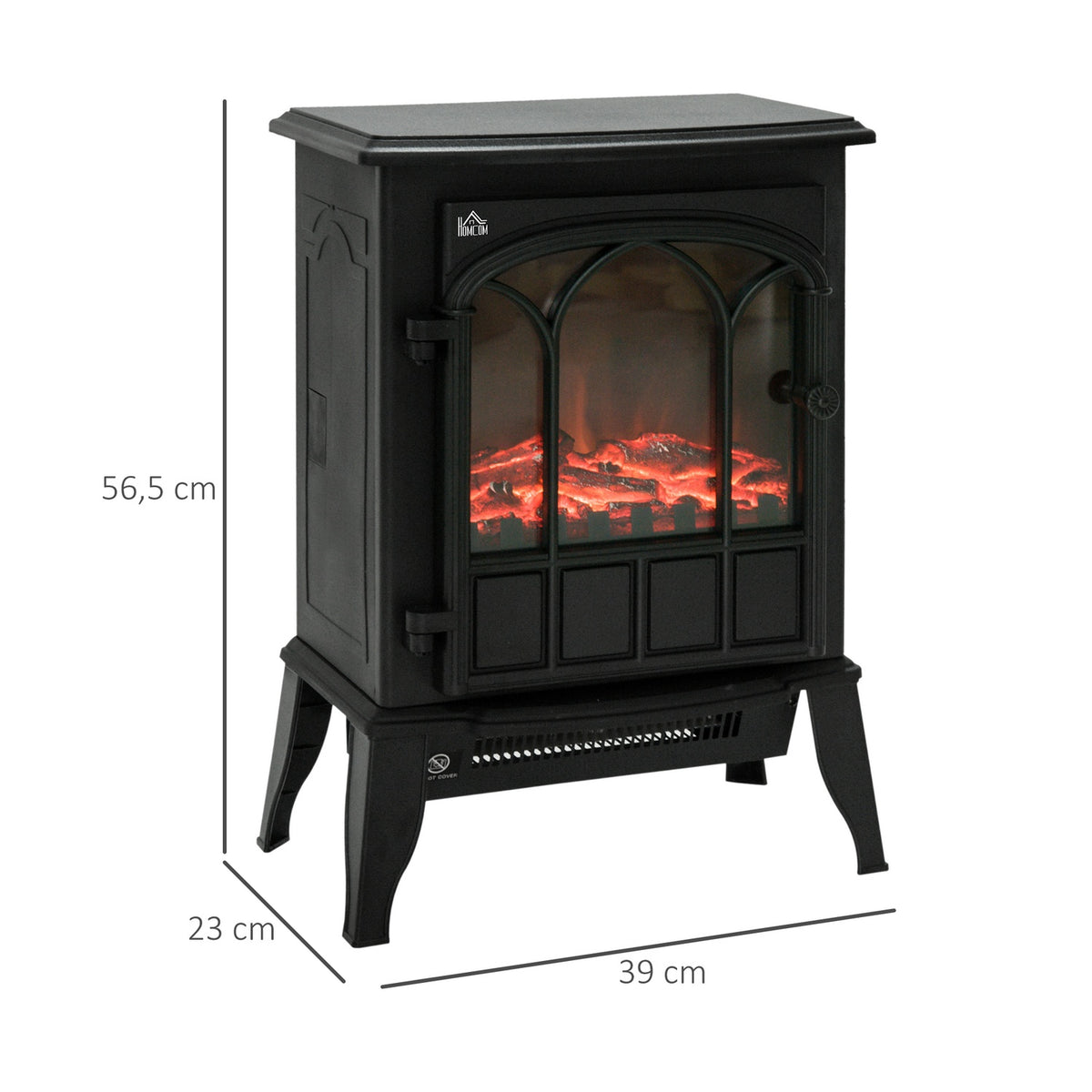 Electric Fireplace, Low-Noise Floor-Standing Fireplace With Led Flame Effect, 2000W Fireplace, Electric Fireplace With Metal Heating Protection