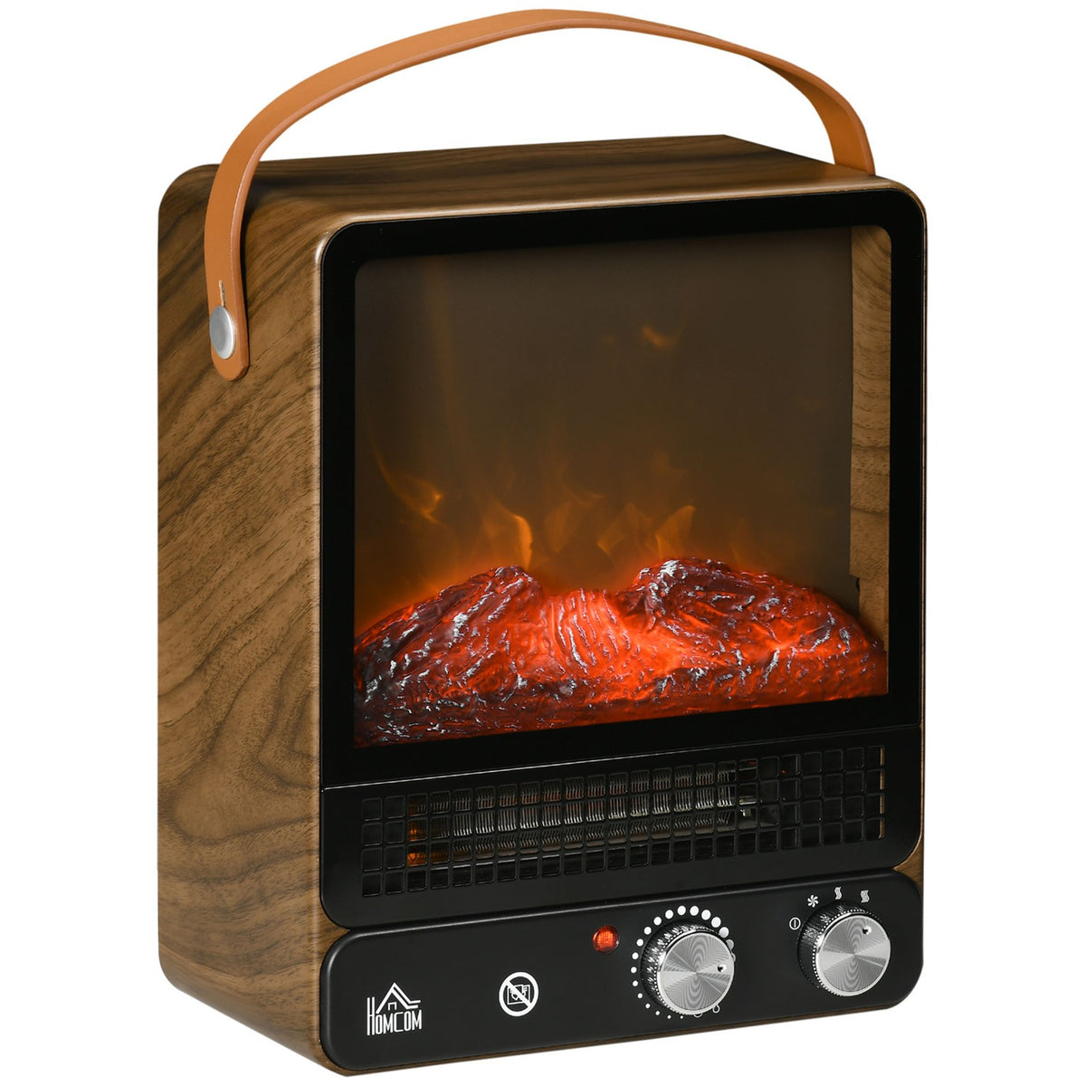 Electric Fireplace With Flame Effect, Low-Noise Free-Standing Fireplace With Handle, Adjustable Fireplace, 750/1500W Interior Heating With Overheating Protection