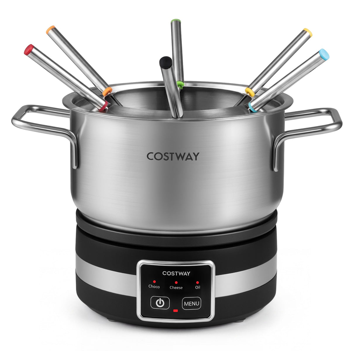 Electric Fondue Set 1200W, 2.3L, Temp Control, 6 Forks