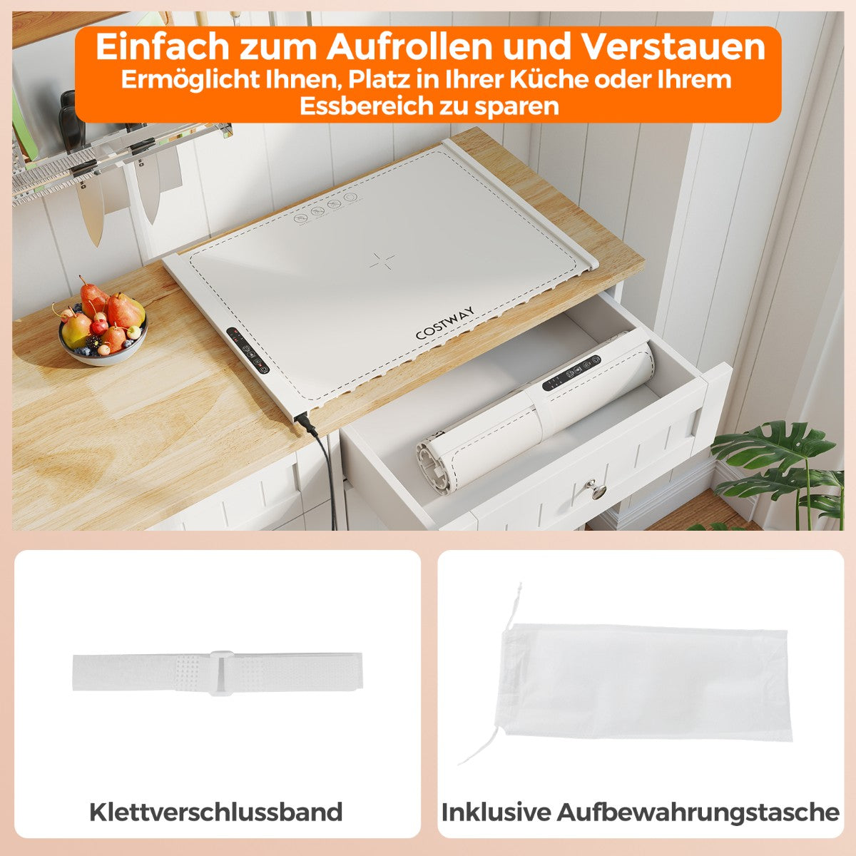 Electric Food Warming Mat, Silicone, 10s Fast Heat