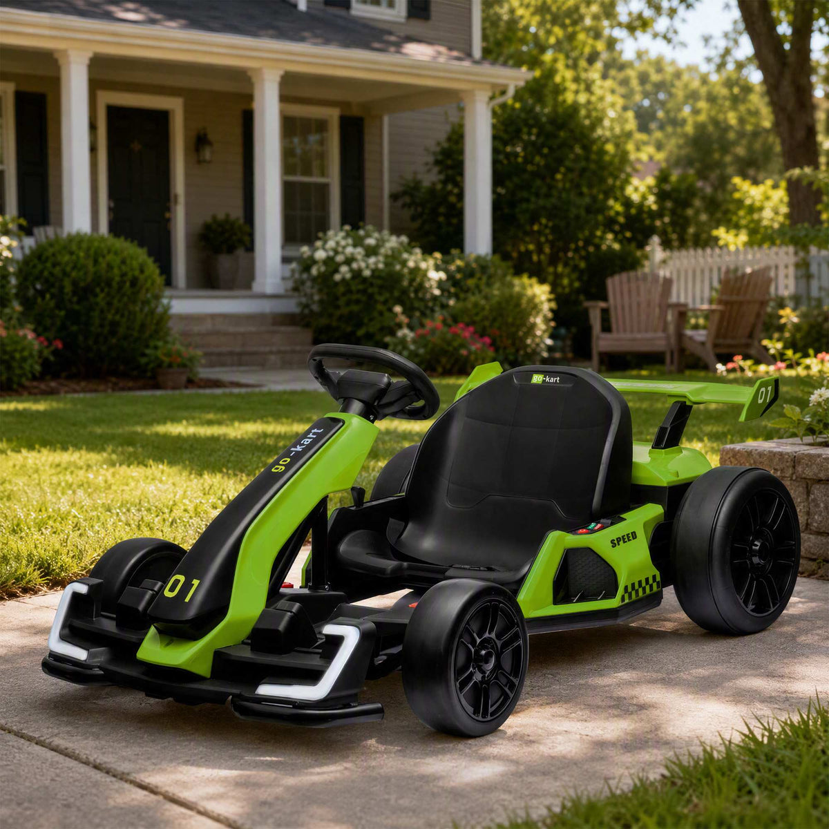 Electric Go-Kart for Kids, 24V, Drift Mode, Adjustable Seat