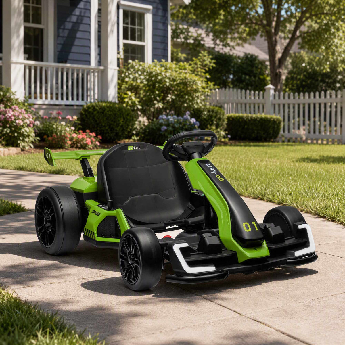Electric Go-Kart for Kids, 24V, Drift Mode, Adjustable Seat