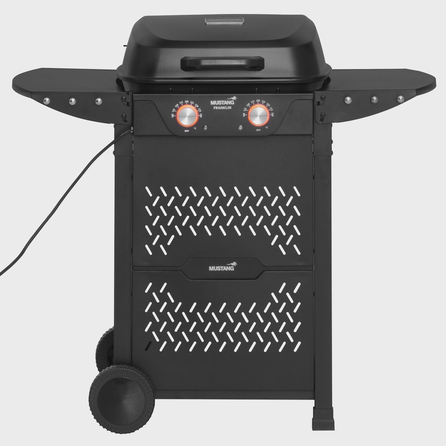 Electric Grill with Cart, Dual Zones, 2300W, Cast Iron Grates