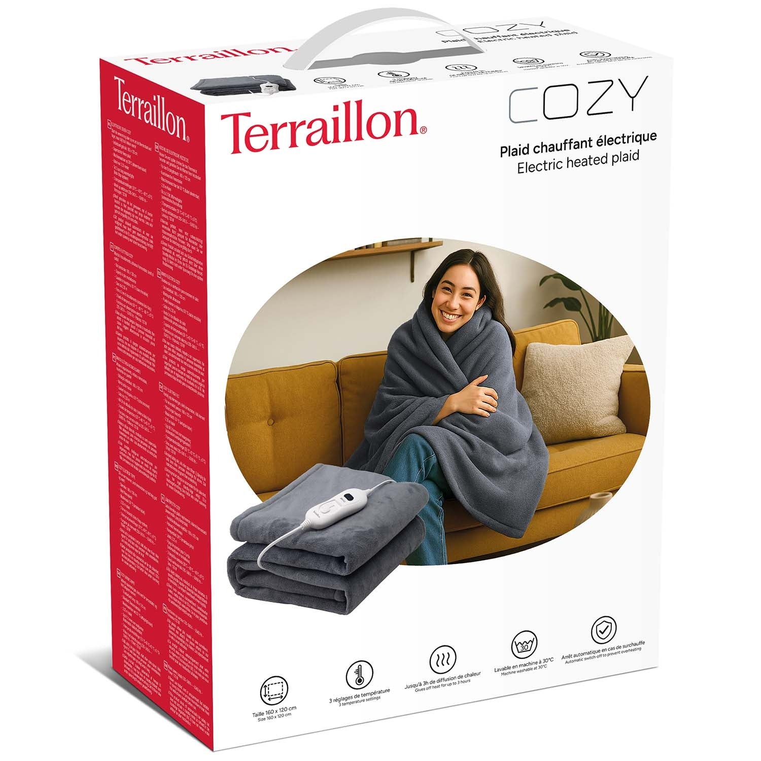 Electric Heated Blanket, 160x120cm, Dark Grey