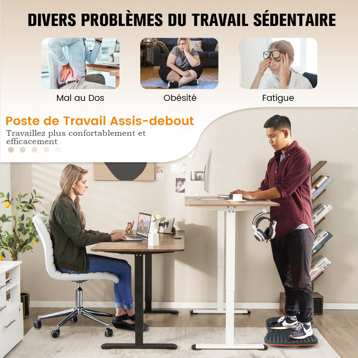 Electric Height-Adjustable Standing Desk, 140x70 cm, Oak