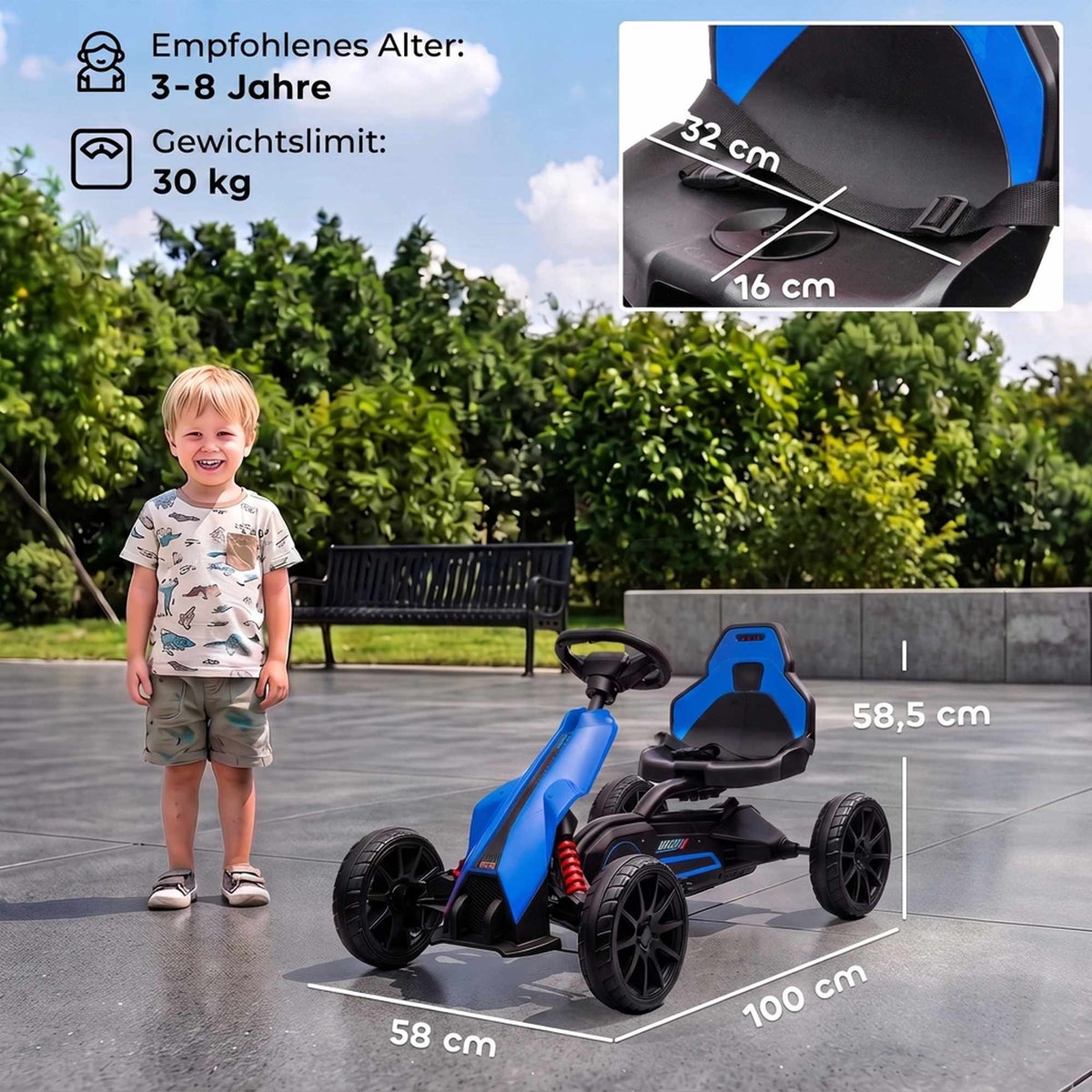 Electric Kids Go-Kart, Adjustable Speed 3-5 km/h, EVA Wheels