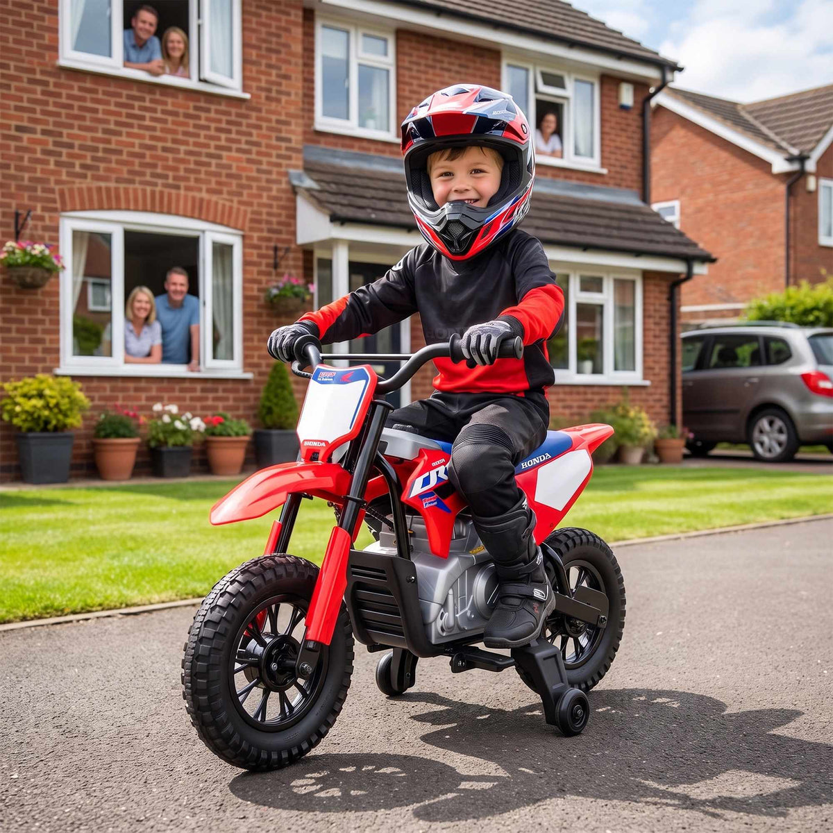 Electric Kids Motorcycle with 12V Motor, Red & Blue