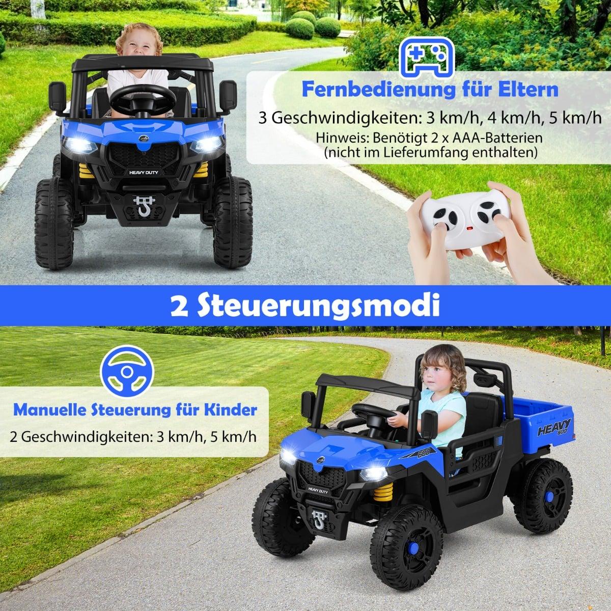 Electric Kids Ride-On Truck with Remote, 12V, Blue