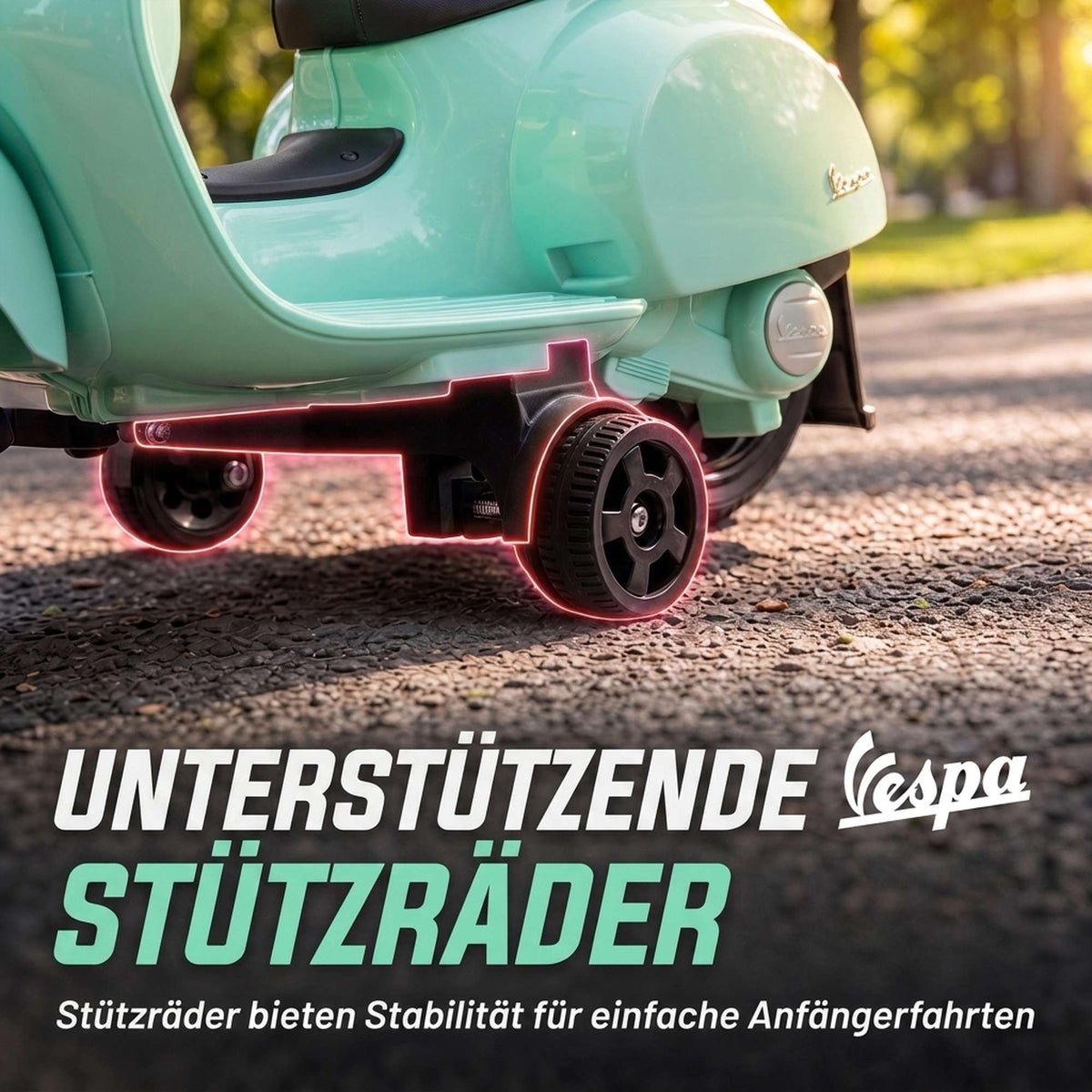 Electric Kids Ride-On Vespa – Green, 18-36 Months