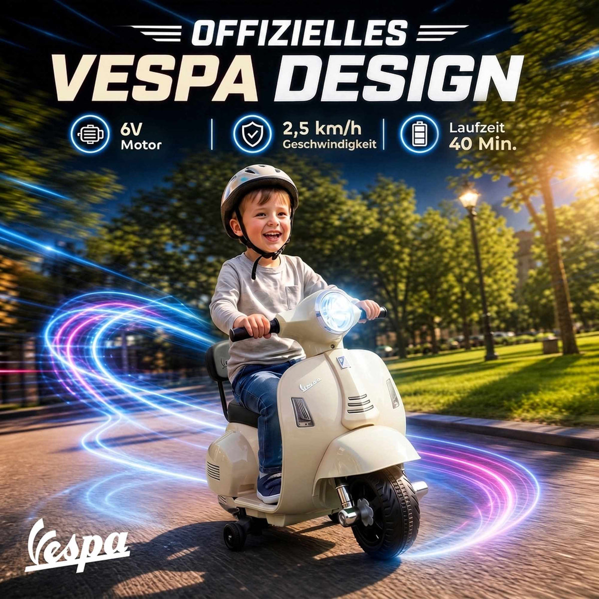 Electric Kids Vespa GTS 6V Ride-On with Lithium Battery