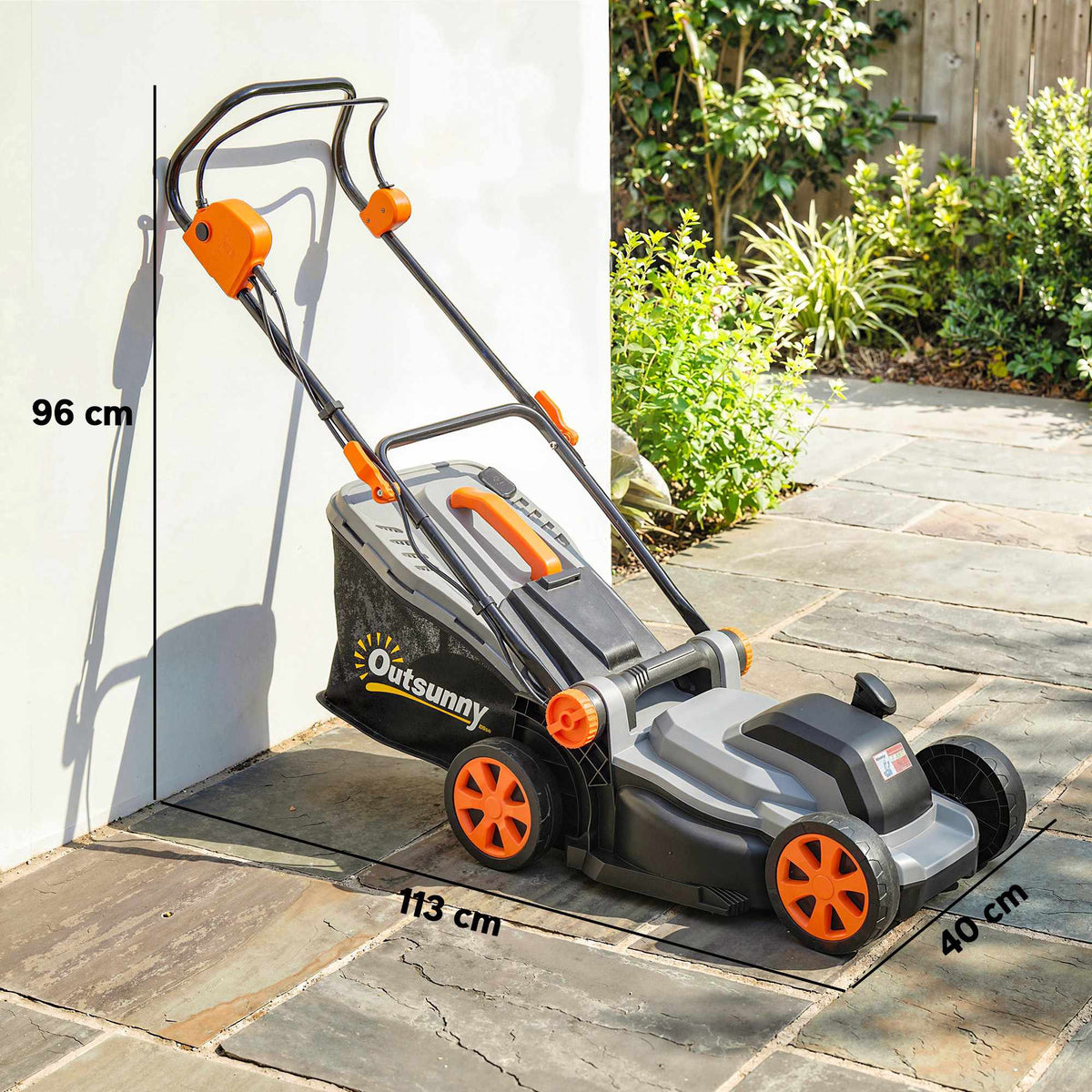 Electric Lawn Mower, 34cm Width, 1200W Motor