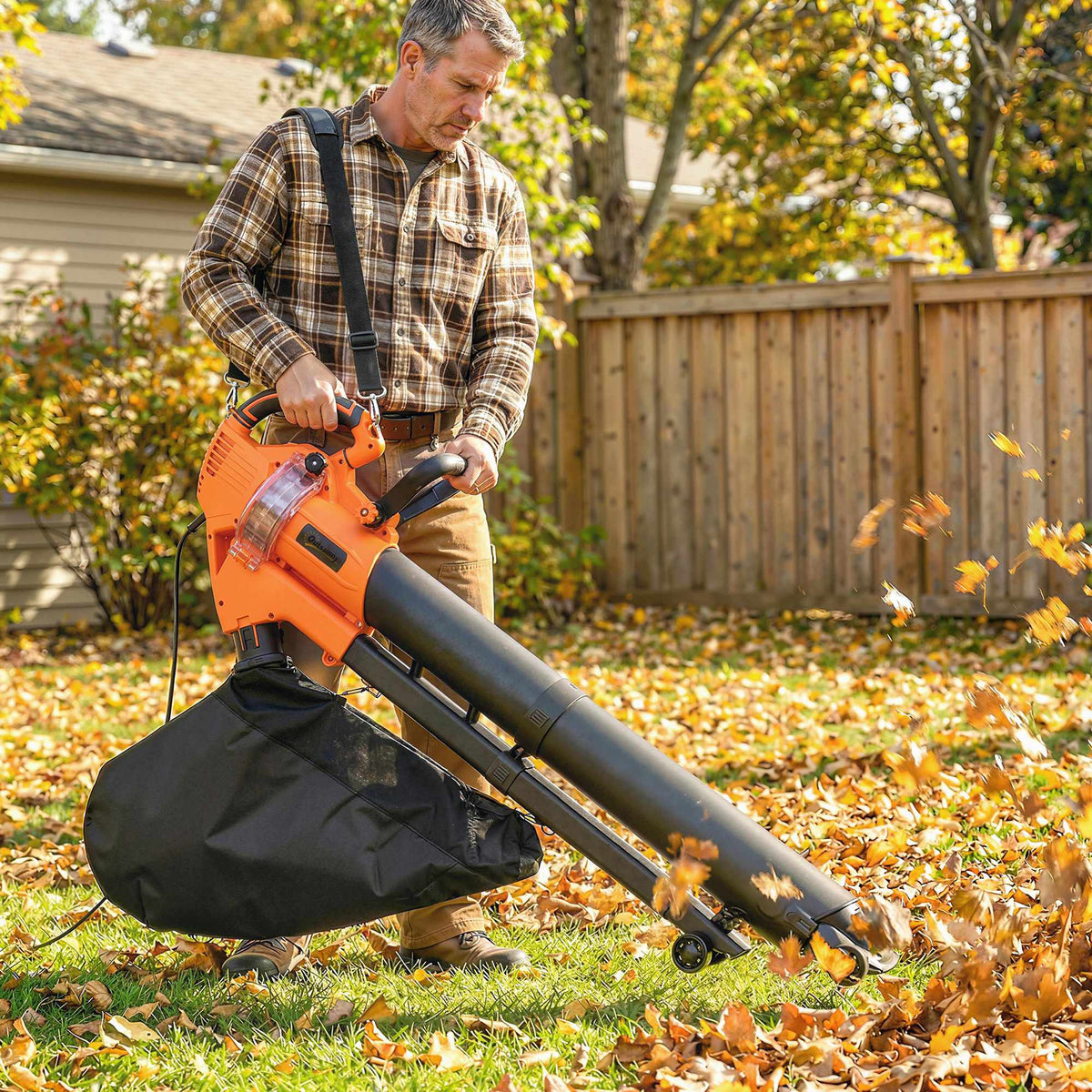 Electric Leaf Blower Vacuum 3000W, 3-in-1, 40L Bag, 4 Wheels